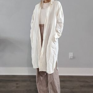Linen long shirt dress